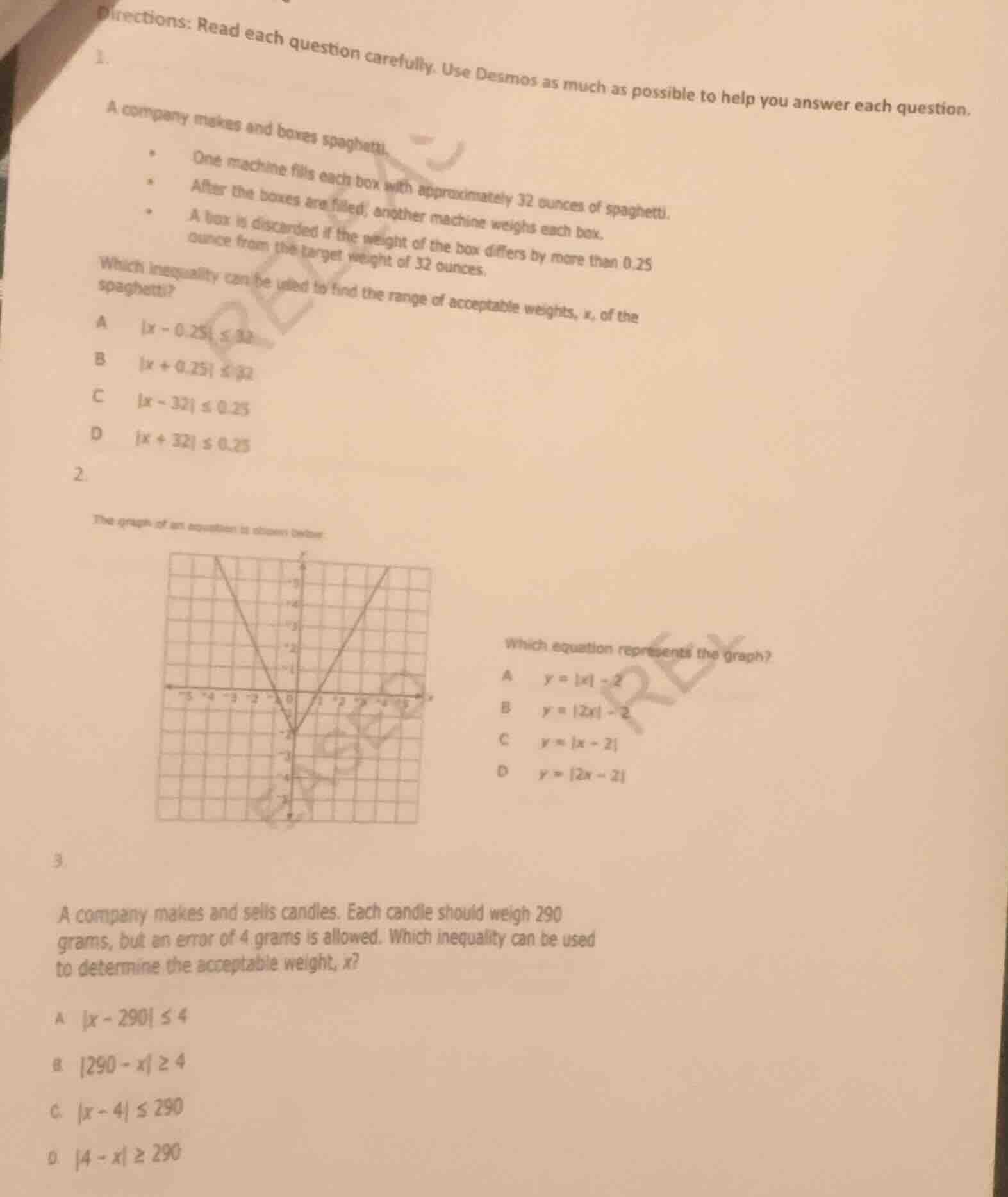directions: read each question carefully. use desmos as much as possibl…