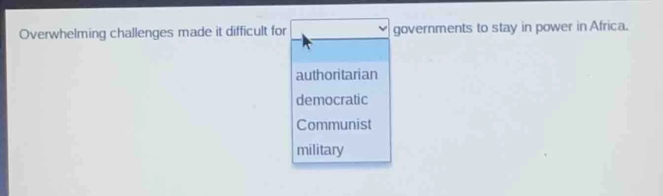 overwhelming challenges made it difficult for governments to stay in po…