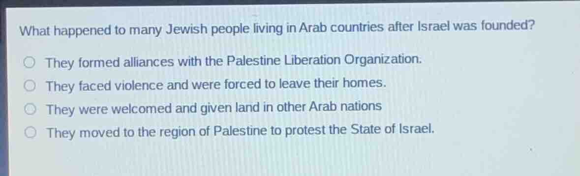 what happened to many jewish people living in arab countries after isra…