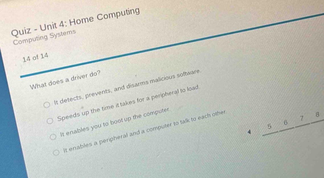 quiz - unit 4: home computing computing systems 14 of 14 what does a dr…