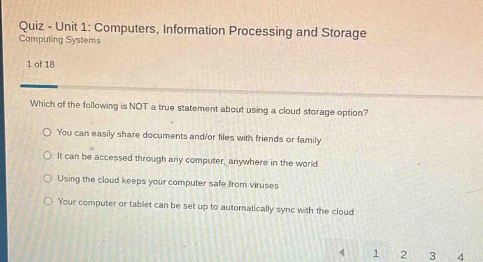quiz - unit 1: computers, information processing and storage computing …