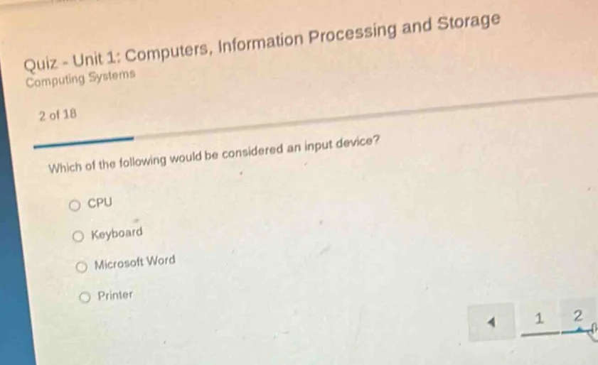 quiz - unit 1: computers, information processing and storage computing …