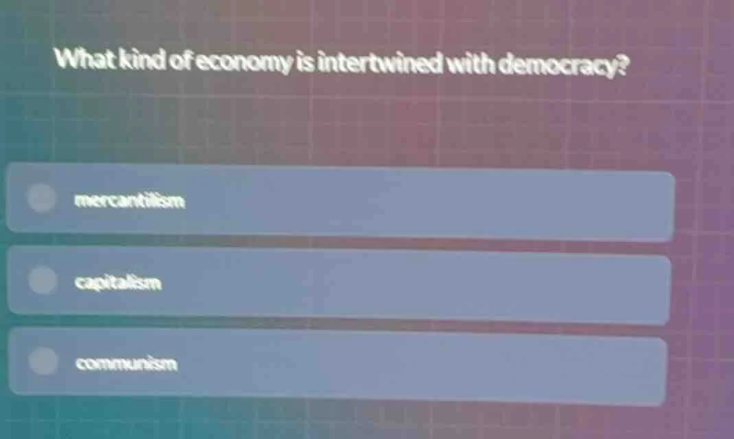 what kind of economy is intertwined with democracy? mercantilism capita…