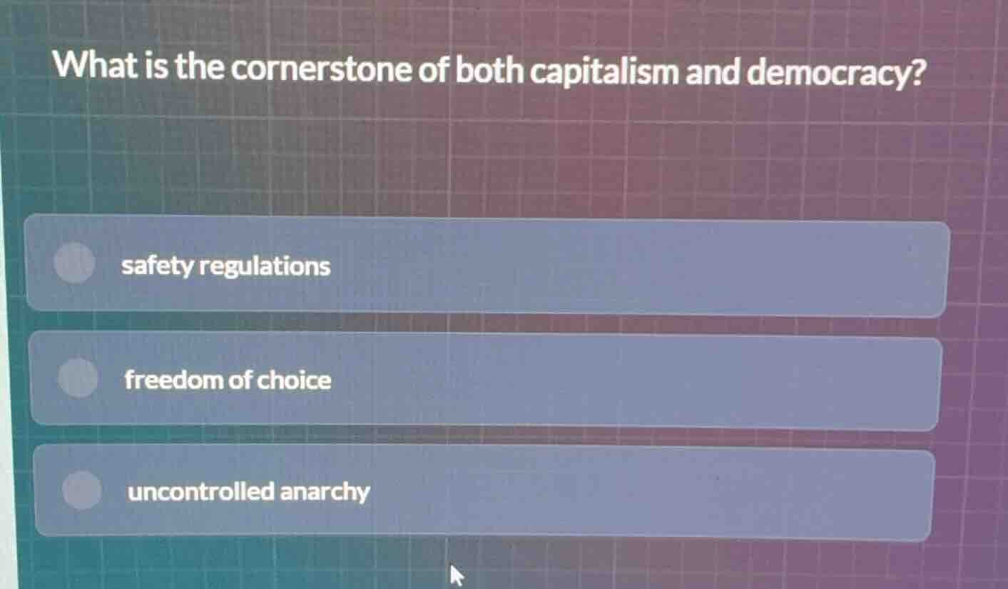 what is the cornerstone of both capitalism and democracy? safety regula…