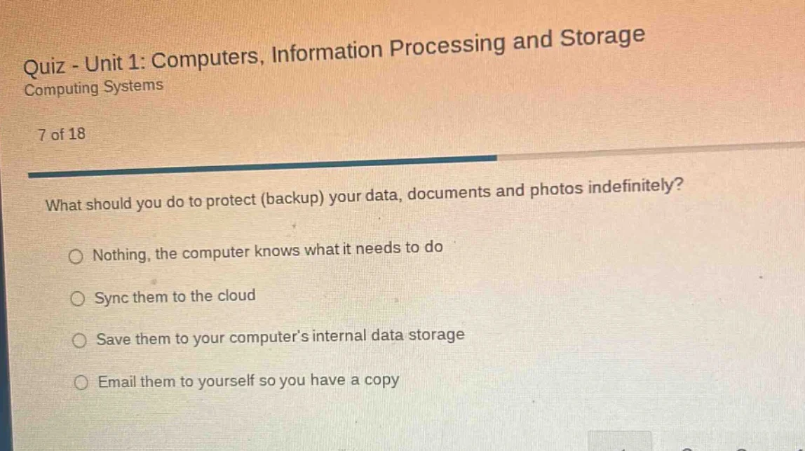 quiz - unit 1: computers, information processing and storage computing …