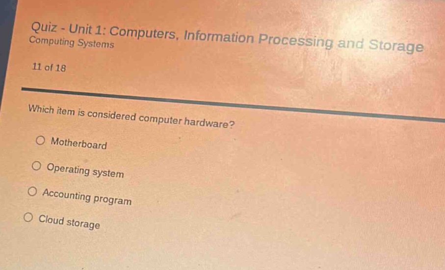 quiz - unit 1: computers, information processing and storage computing …
