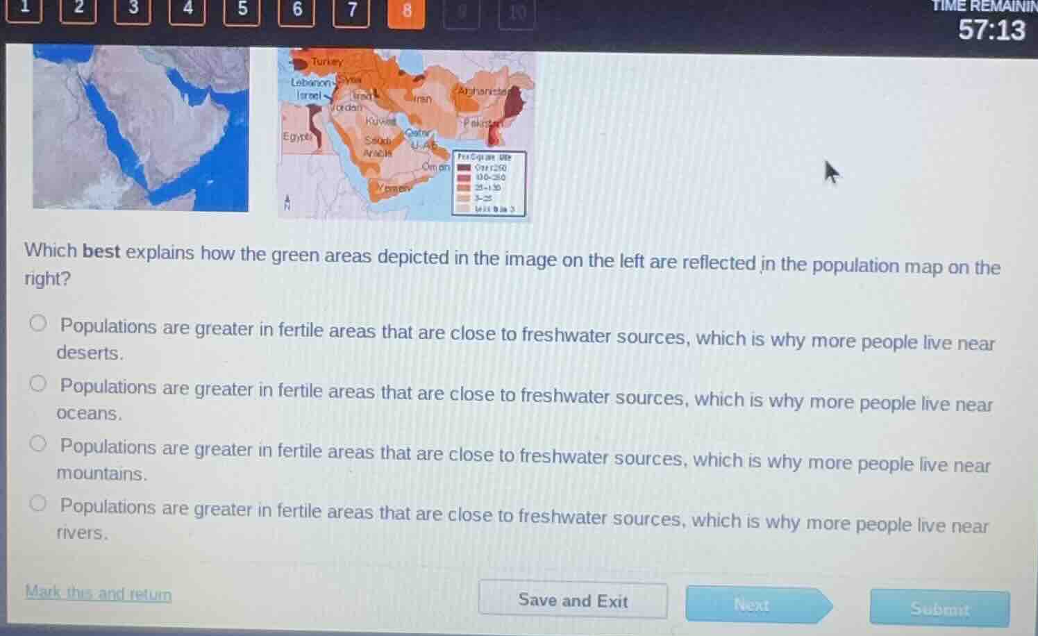 which best explains how the green areas depicted in the image on the le…