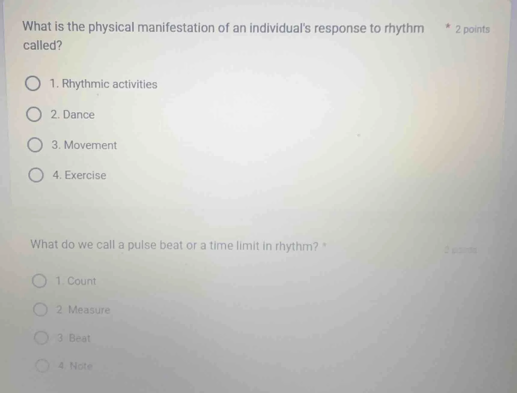 what is the physical manifestation of an individuals response to rhythm…