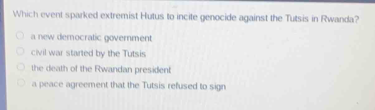 which event sparked extremist hutus to incite genocide against the tuts…