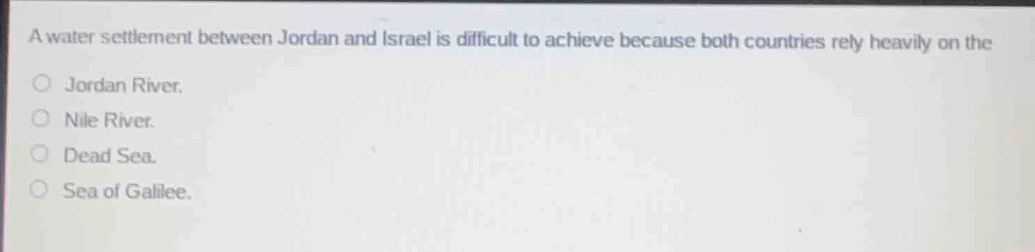 a water settlement between jordan and israel is difficult to achieve be…