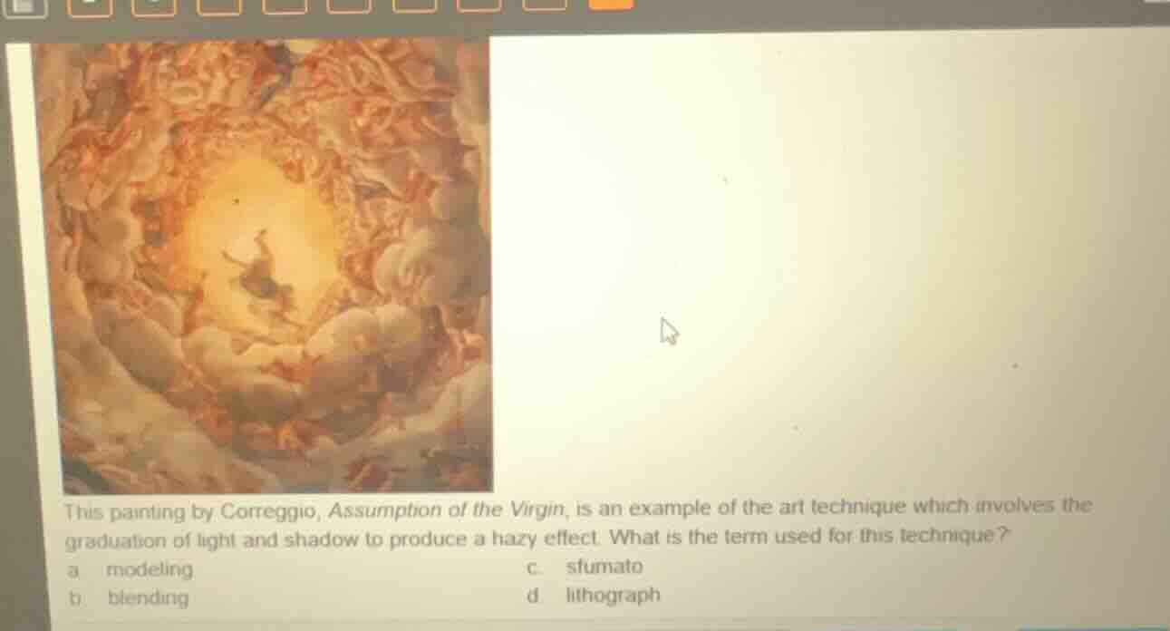 this painting by correggio, assumption of the virgin, is an example of …