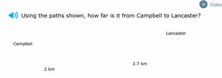 using the paths shown, how far is it from campbell to lancaster? campbe…