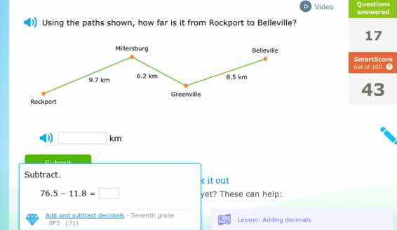 using the paths shown, how far is it from rockport to belleville? rockp…