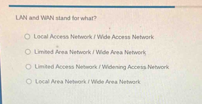 lan and wan stand for what? local access network / wide access network …