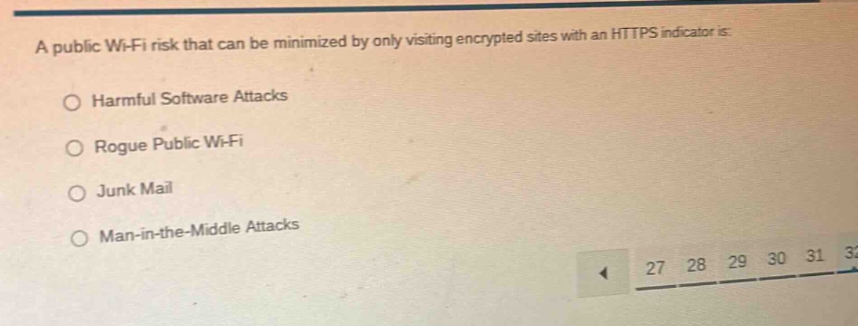 a public wi-fi risk that can be minimized by only visiting encrypted si…