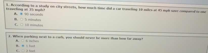 1. according to a study on city streets, how much time did a car travel…
