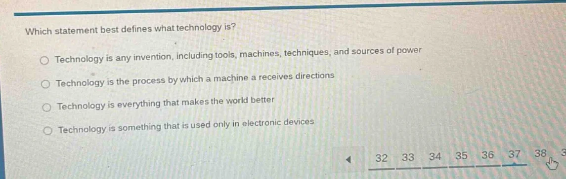 which statement best defines what technology is? technology is any inve…