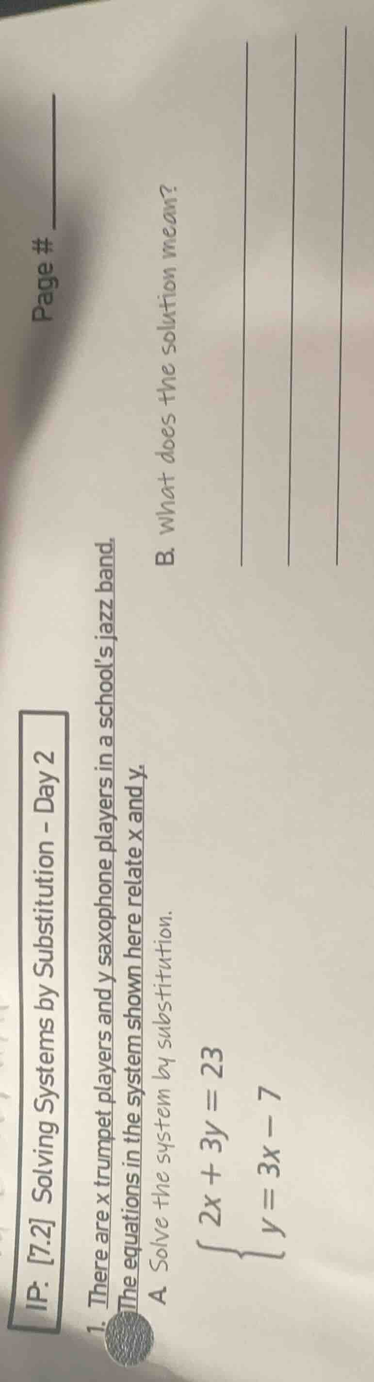 ip. 7.2 solving systems by substitution - day 2 page ## 1. there are x …