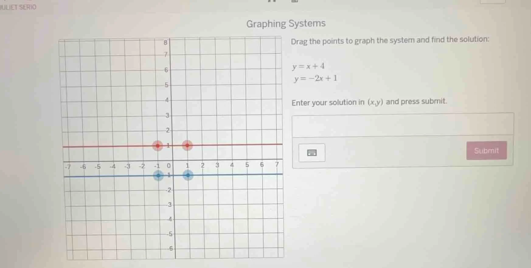 graphing systems drag the points to graph the system and find the solut…