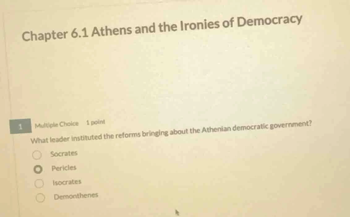 chapter 6.1 athens and the ironies of democracy 1 multiple choice 1 poi…