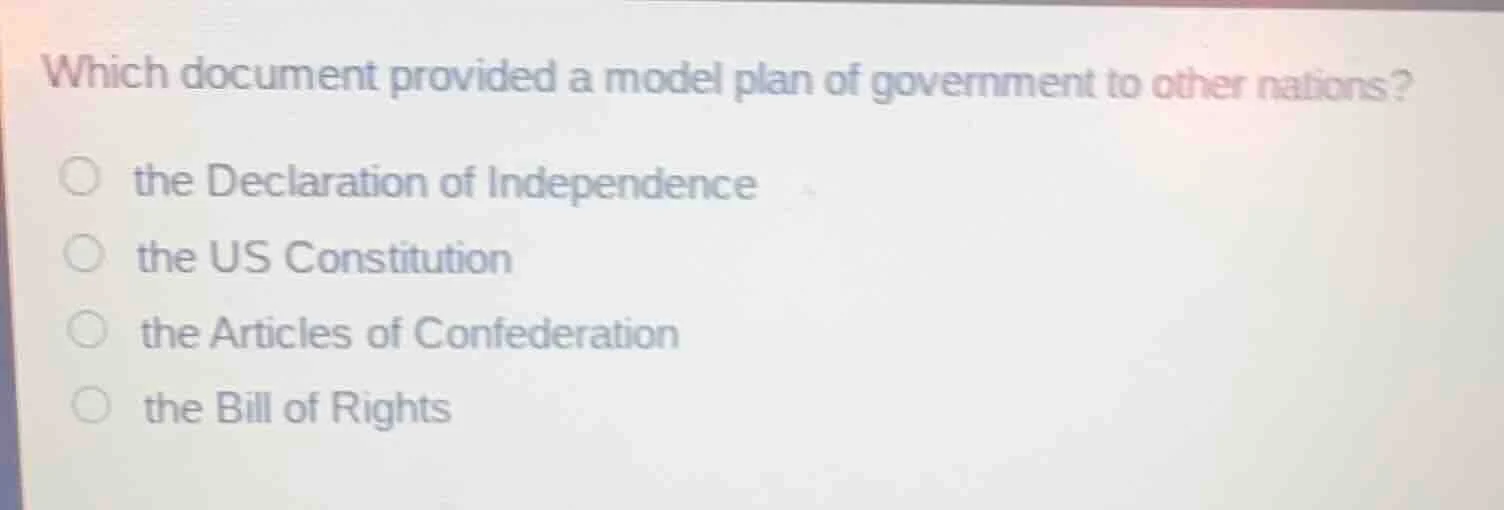 which document provided a model plan of government to other nations? th…