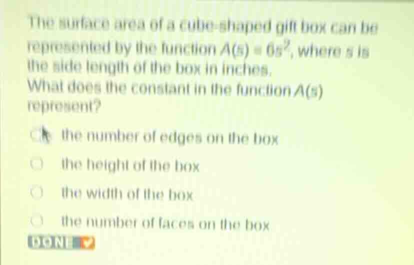 the surface area of a cube - shaped gift box can be represented by the …