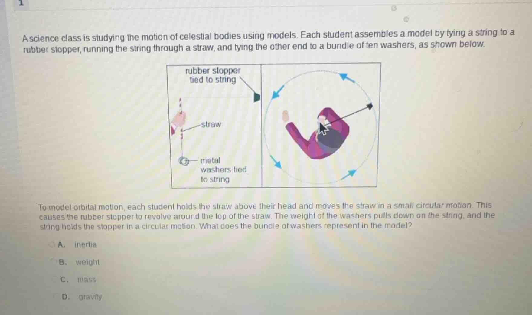 a science class is studying the motion of celestial bodies using models…