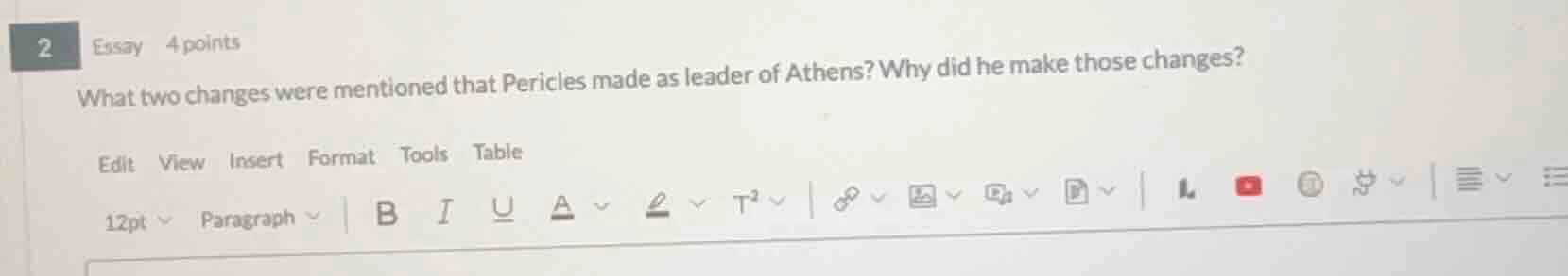 2 essay 4 points what two changes were mentioned that pericles made as …