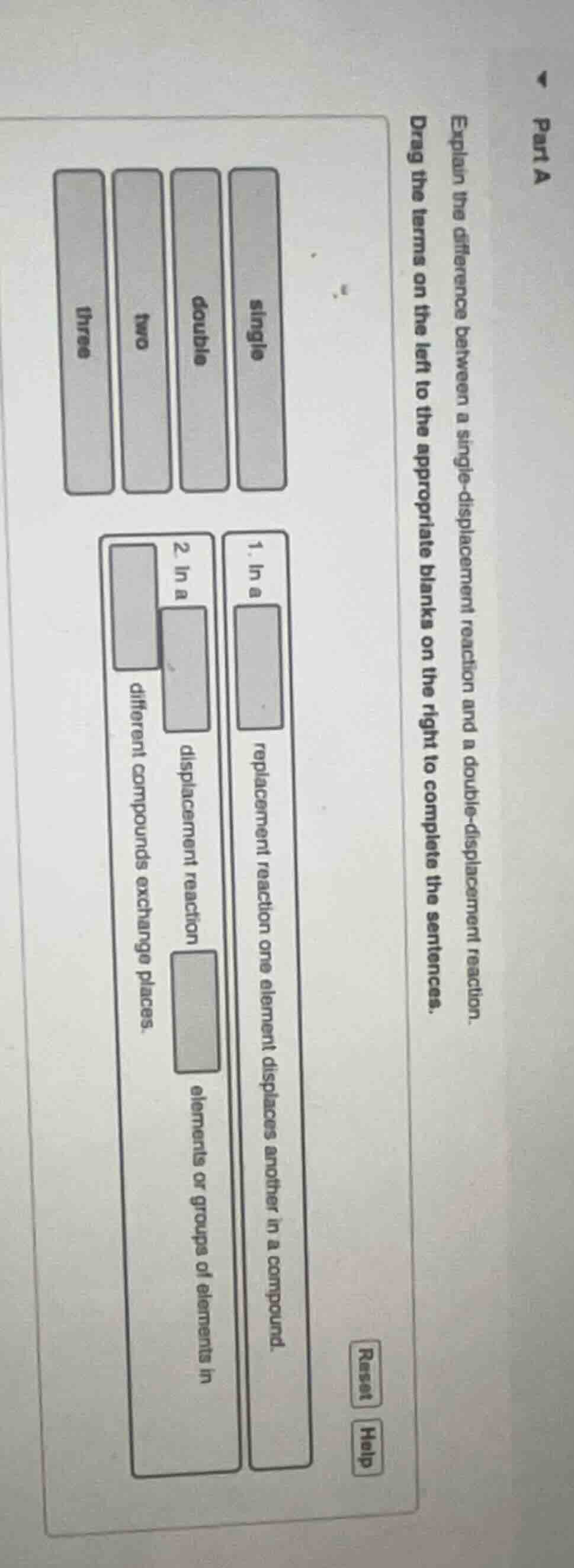 part a explain the difference between a single - displacement reaction …
