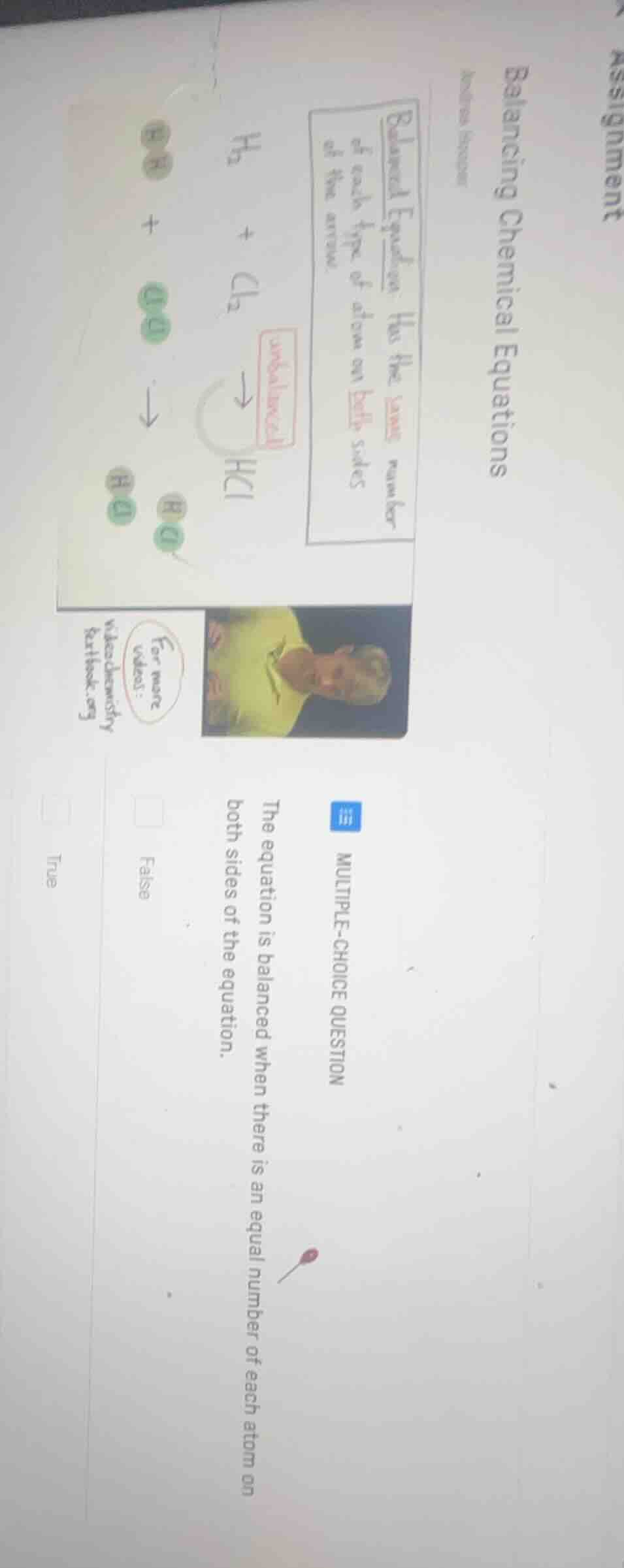 balancing chemical equations multiple-choice question the equation is b…
