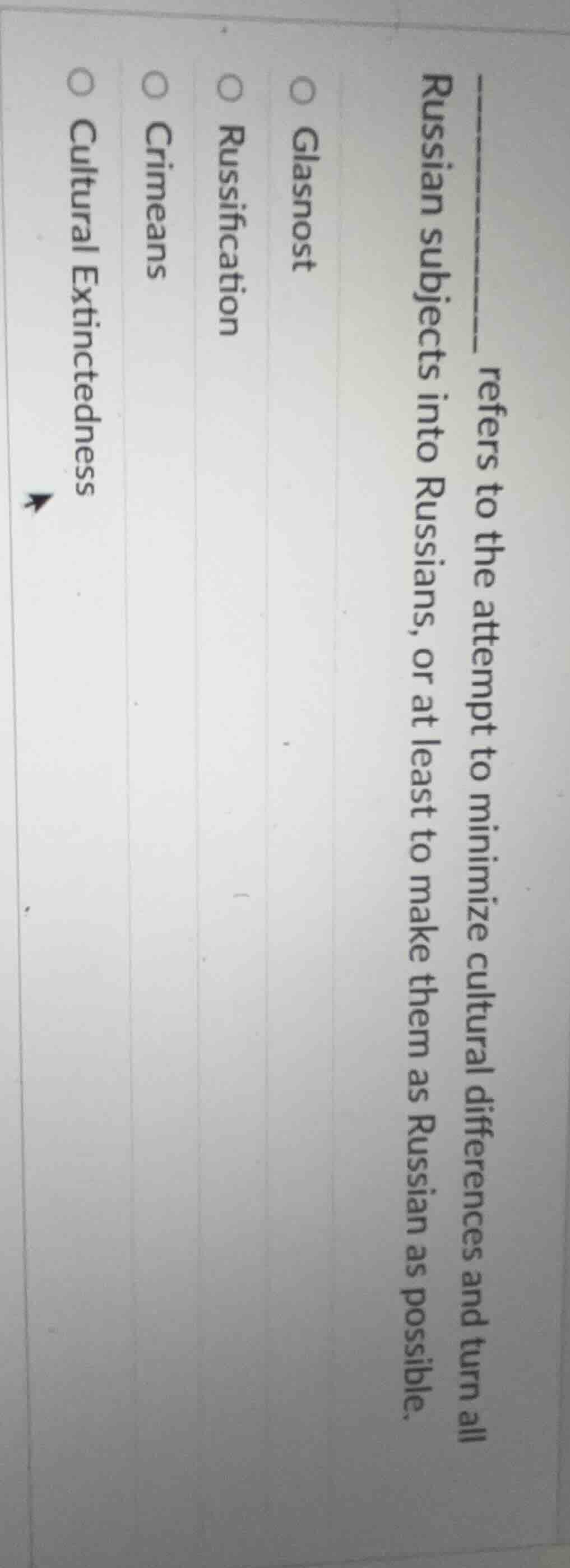 ______ refers to the attempt to minimize cultural differences and turn …