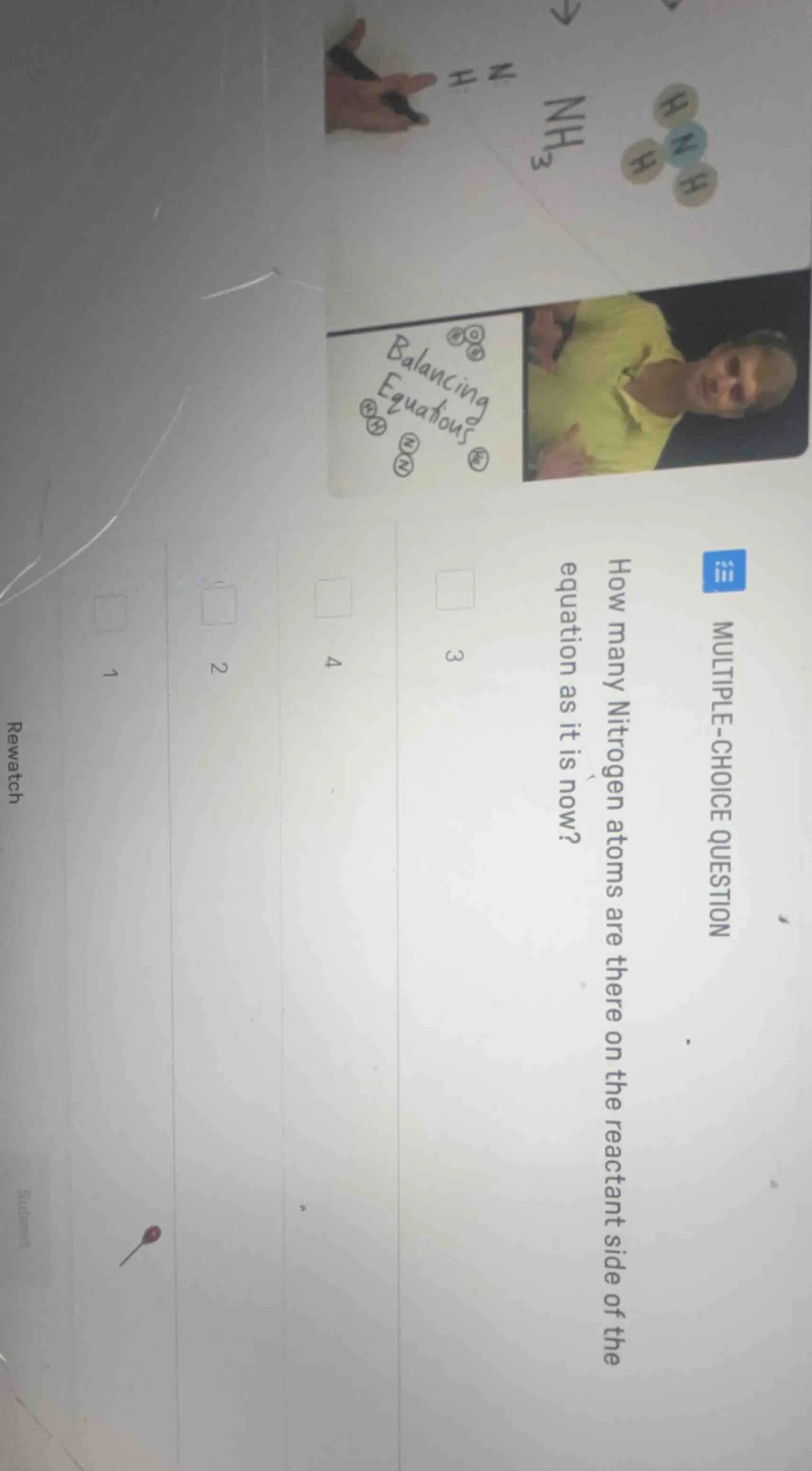 multiple-choice question how many nitrogen atoms are there on the react…