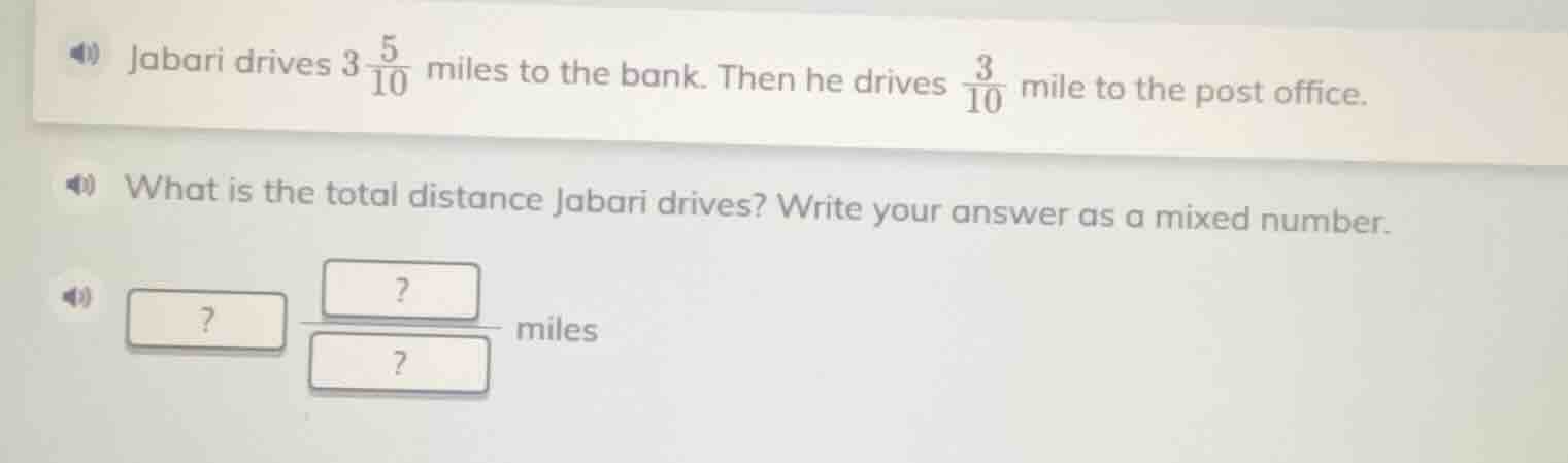 jabari drives $3\\frac{5}{10}$ miles to the bank. then he drives $\\fra…