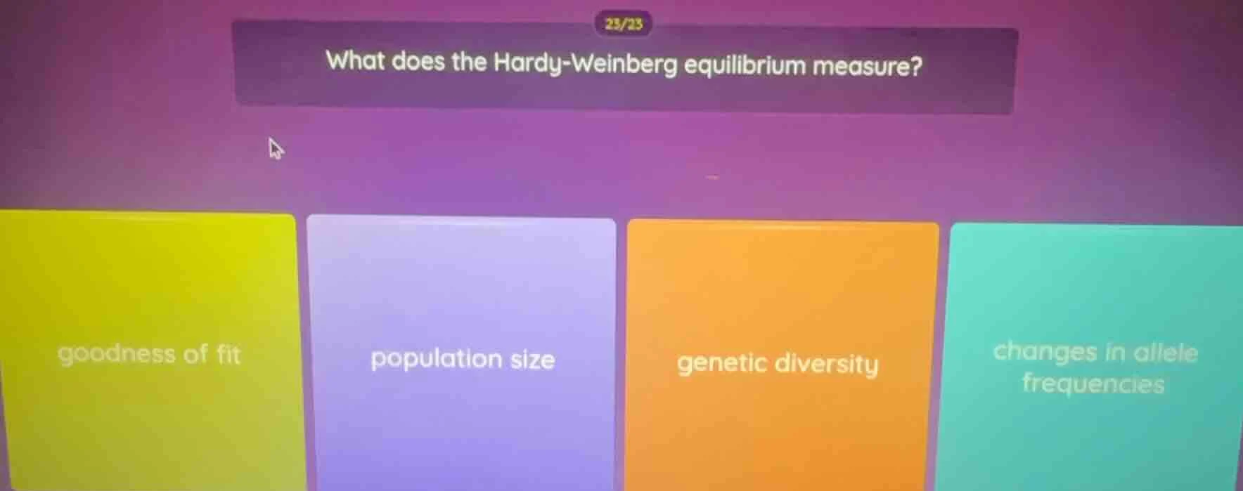 what does the hardy-weinberg equilibrium measure? goodness of fit popul…