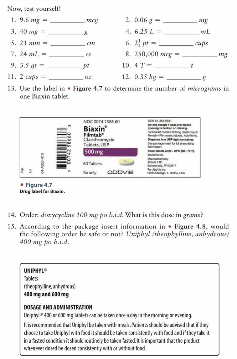 now, test yourself! 1. $9.6\\ mg = \\underline{\\quad\\quad}\\ mcg$ 2. …