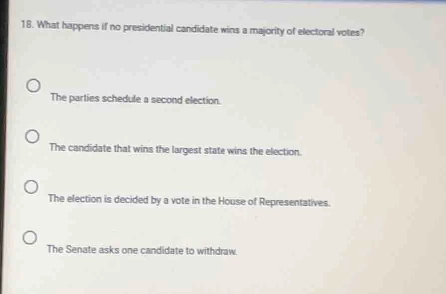 18. what happens if no presidential candidate wins a majority of electo…