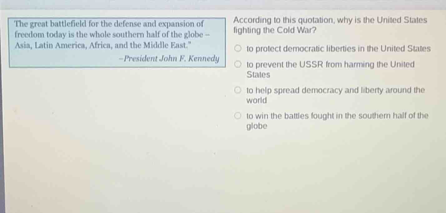 the great battlefield for the defense and expansion of freedom today is…