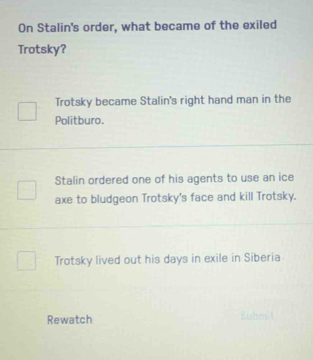 on stalins order, what became of the exiled trotsky? trotsky became sta…