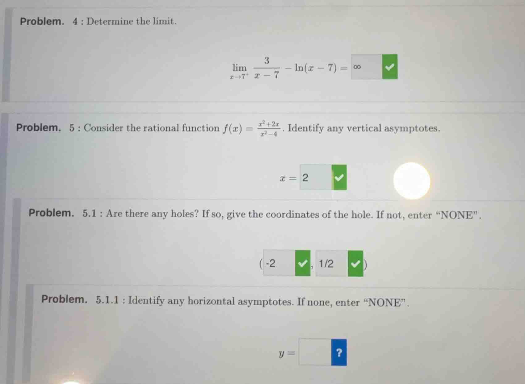 problem. 4 : determine the limit. \\(\\lim\\limits_{x \\to 7^+} \\frac{…