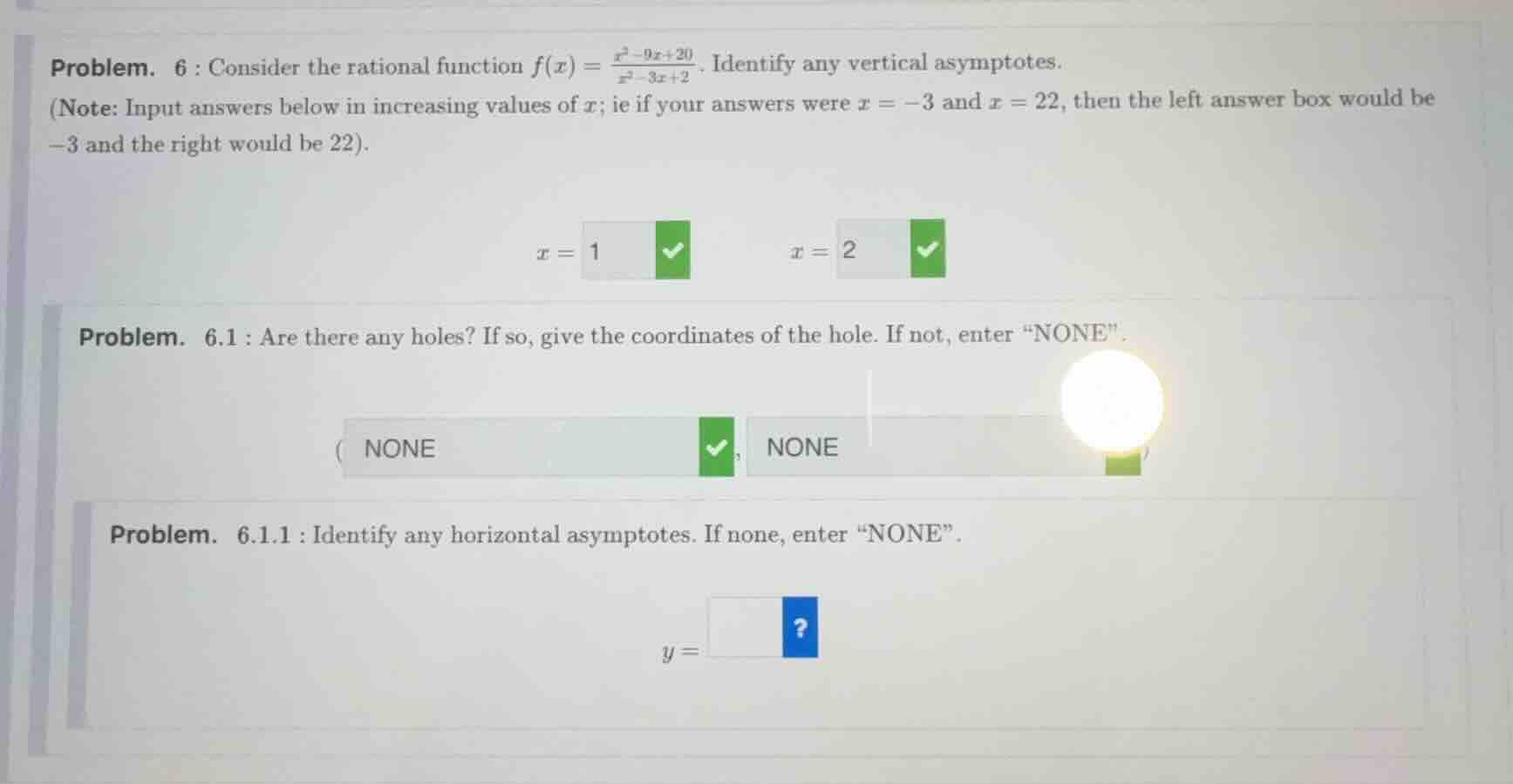 problem. 6 : consider the rational function $f(x) = \\frac{x^2 - 9x + 2…