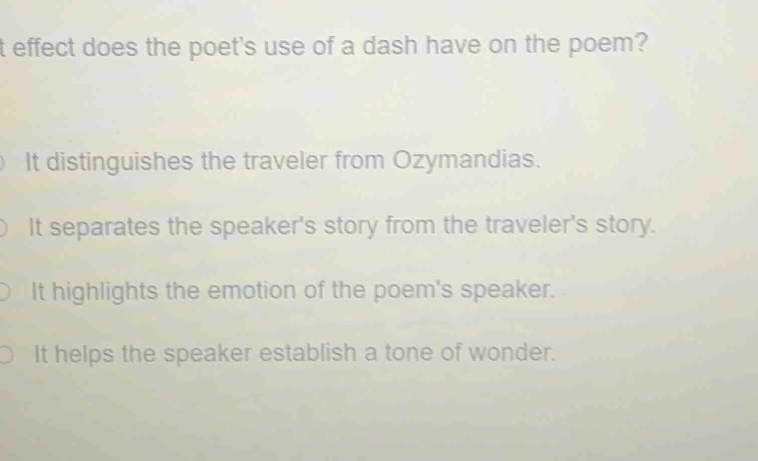 t effect does the poet’s use of a dash have on the poem? it distinguish…