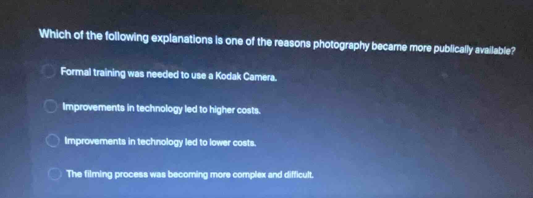 which of the following explanations is one of the reasons photography b…