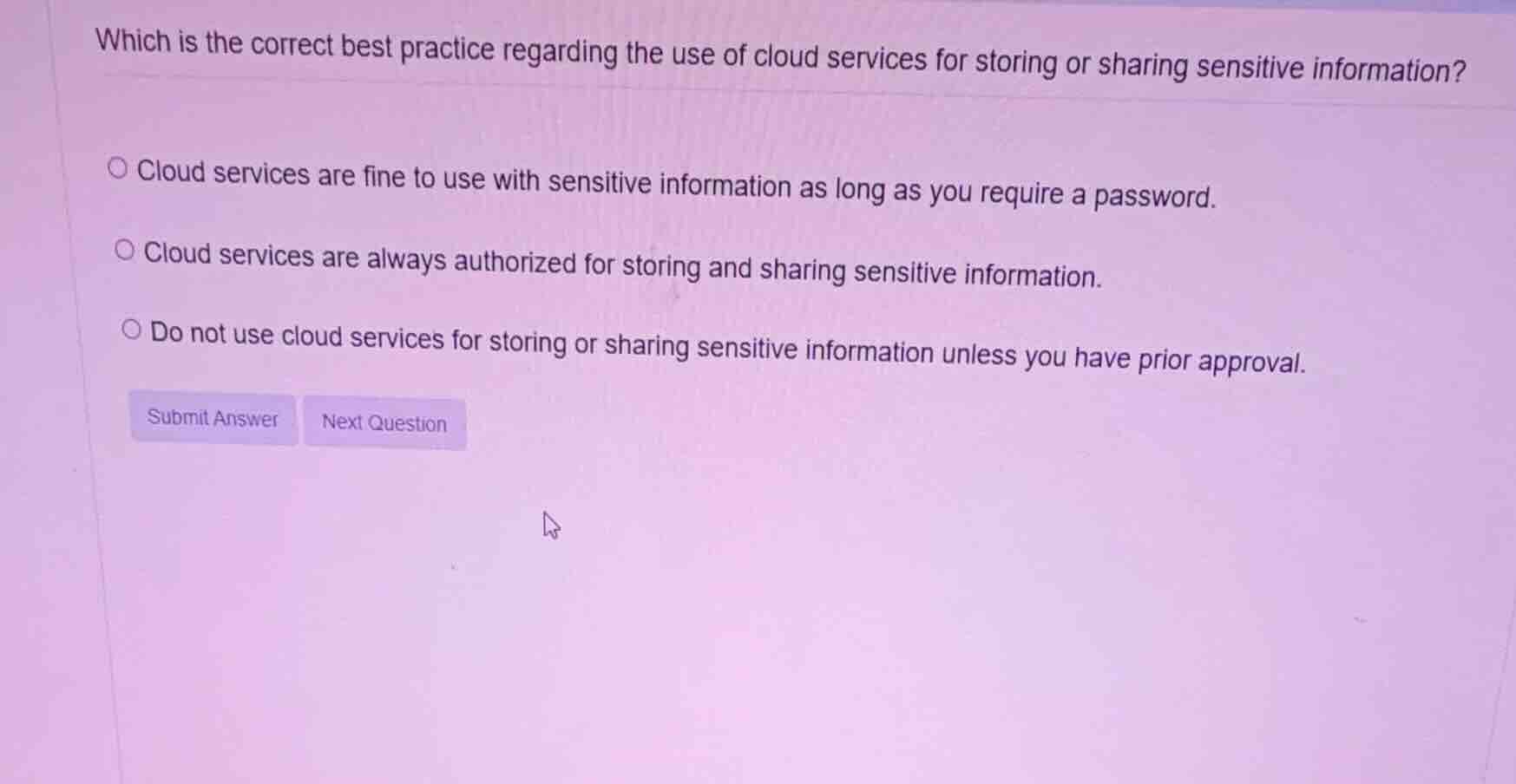 which is the correct best practice regarding the use of cloud services …