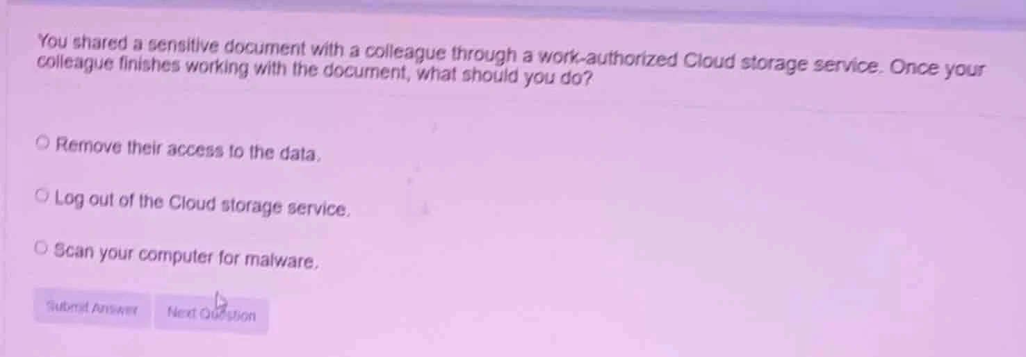 you shared a sensitive document with a colleague through a work - autho…
