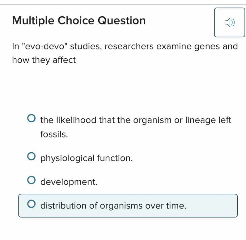 multiple choice question in \evo - devo\ studies, researchers examine g…