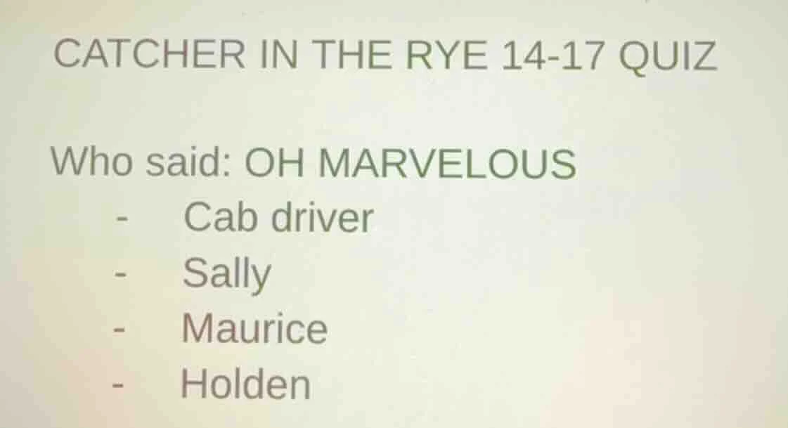 catcher in the rye 14-17 quiz who said: oh marvelous - cab driver - sal…