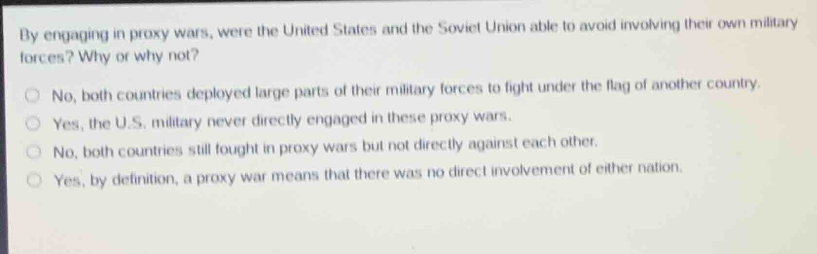 by engaging in proxy wars, were the united states and the soviet union …
