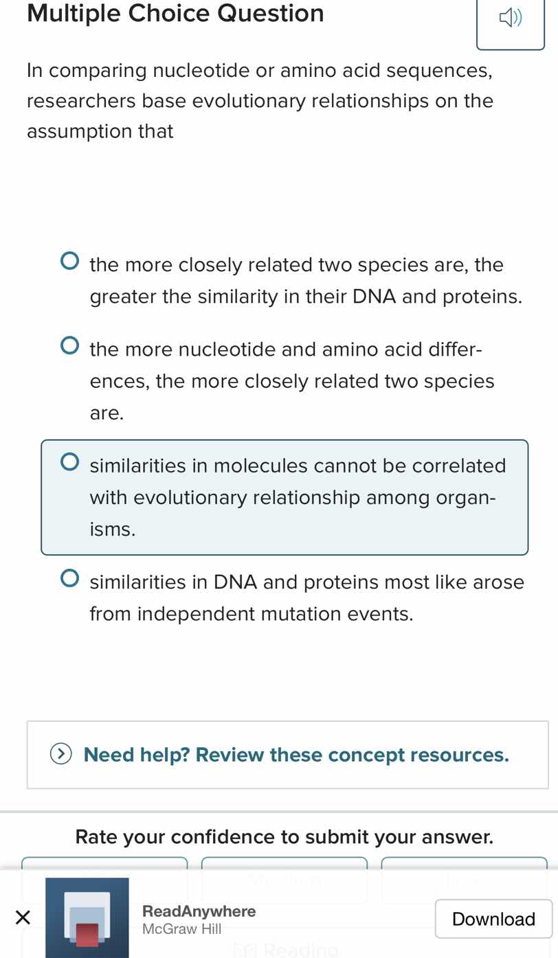 multiple choice question in comparing nucleotide or amino acid sequence…