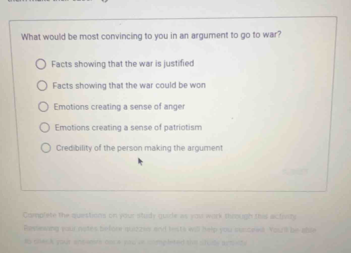 what would be most convincing to you in an argument to go to war? - fac…