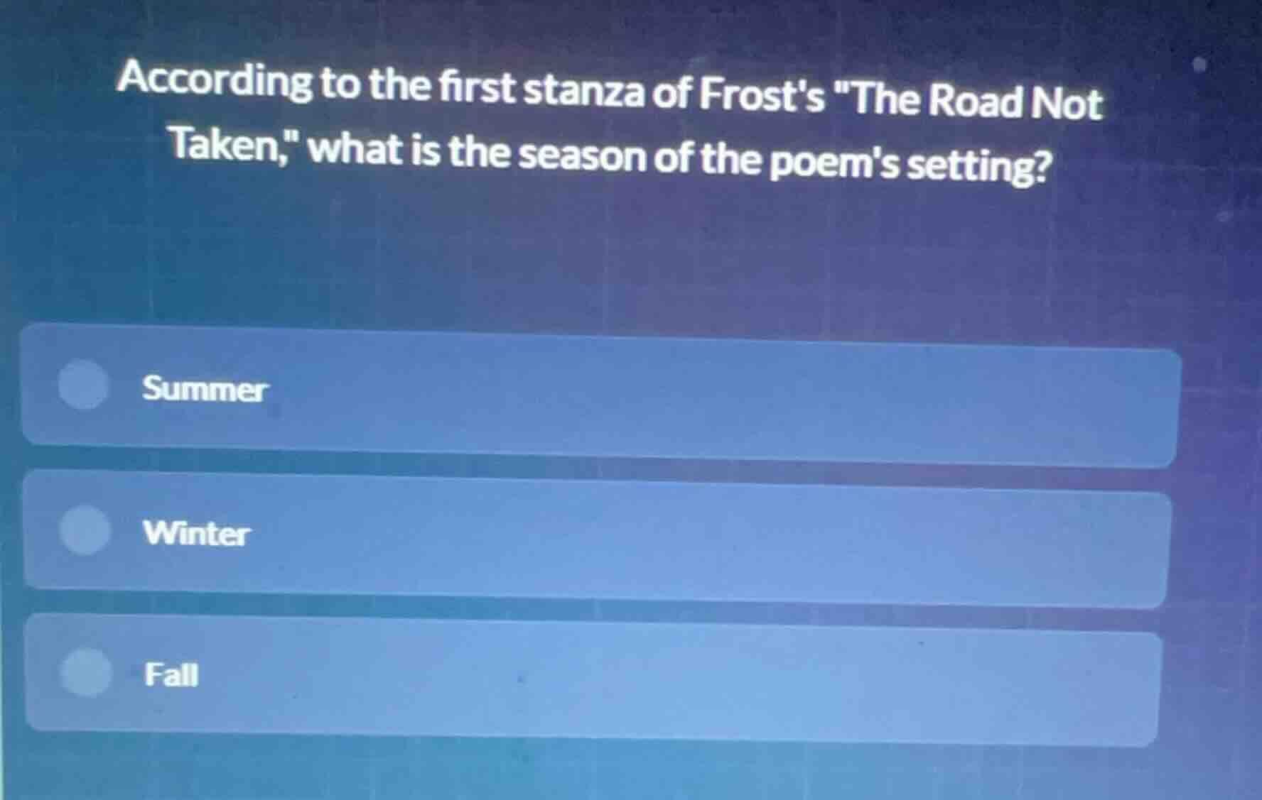 according to the first stanza of frosts \the road not taken,\ what is t…